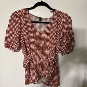 Versona Red Checkered Blouse